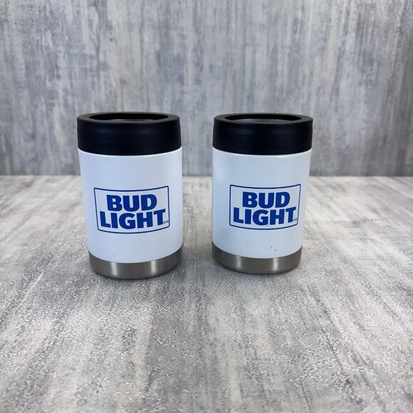 Budweiser Other - 2 Bud Light Metal Koozie Coozie White Blue Beer Can Holder 5" Standard Can Size